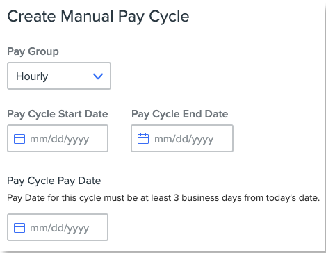 A screenshot of a manual pay cycle  Description automatically generated